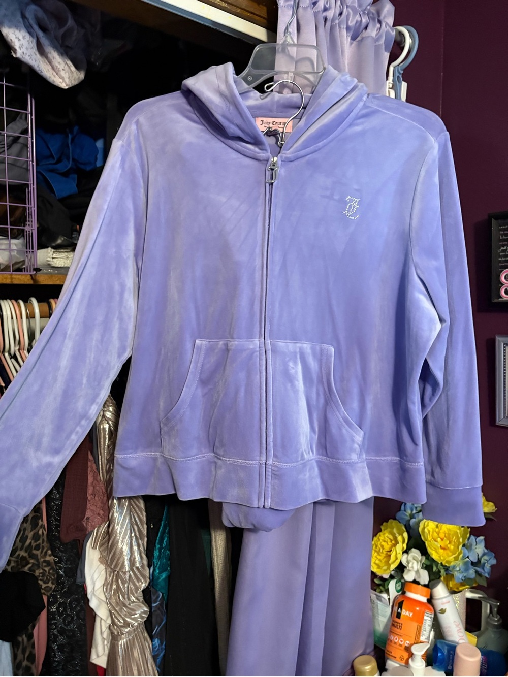 Juicy Couture Lavender Velour Zip Jacket and Pants Set
